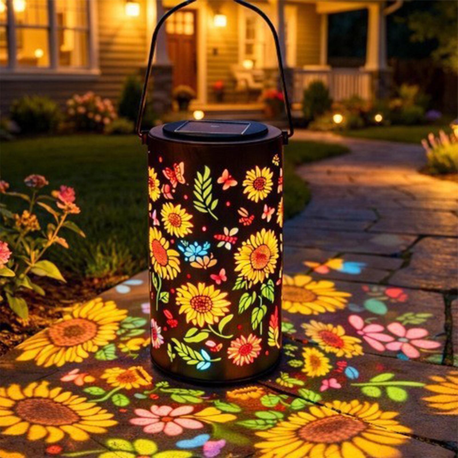 Outdoor Lighting Pathway - Lanterna Solar em Forma de Girassol,