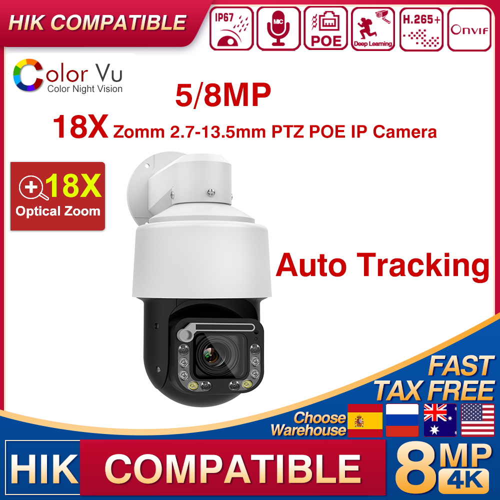 Outdoor Lighting Track - Hikvision compatível 4k 8mp poe ptz